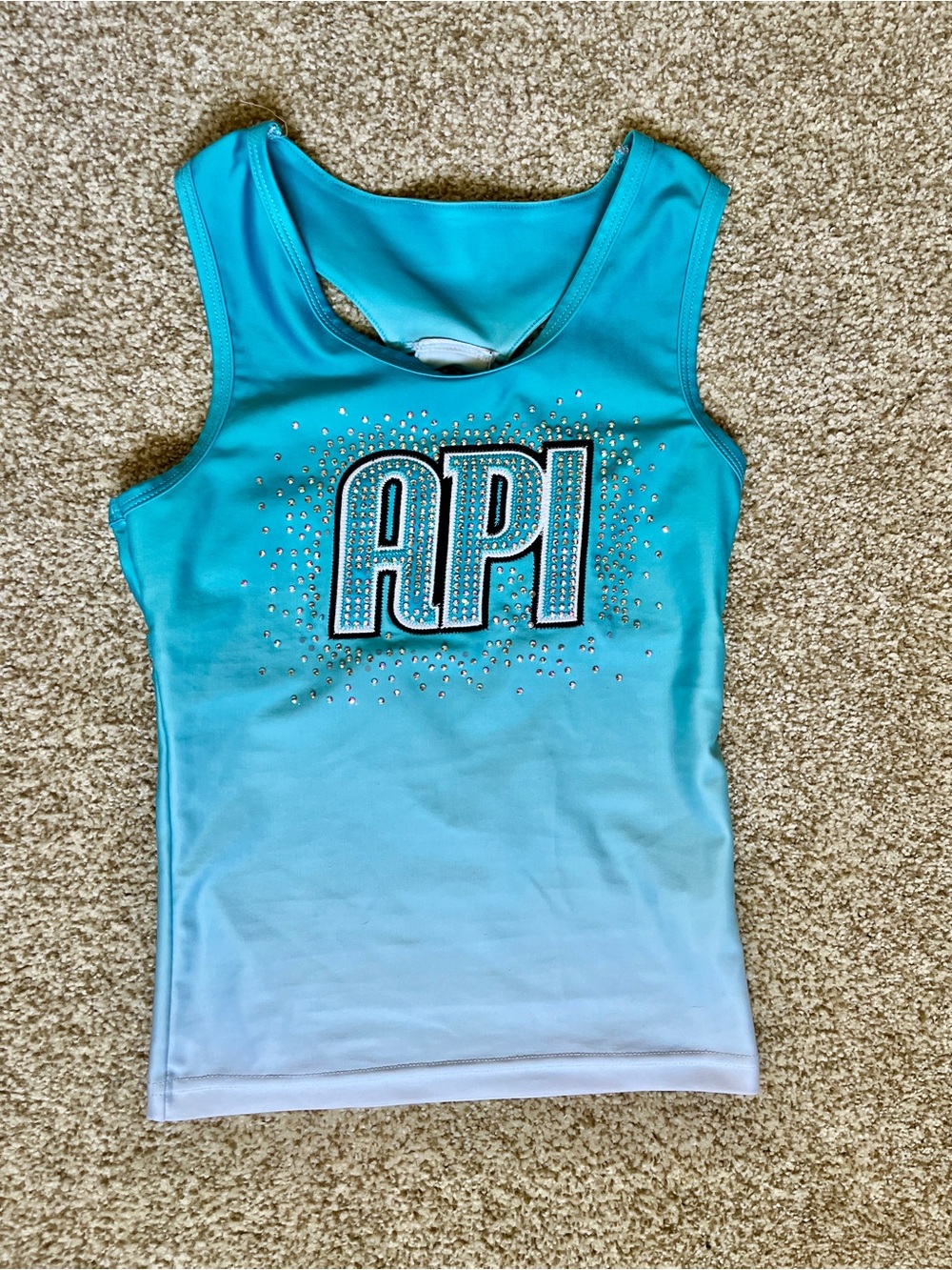 Cheer Tank Top with 'API' Rhinestone Logo - Youth Size 8